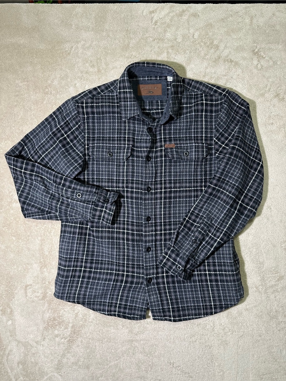 Orvis Black and Gray Plaid Button-Down Shirt